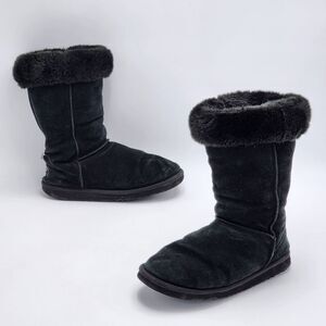 UGG Australia Classic Tall 5815 Sheepskin Suede Black Boots Size 7